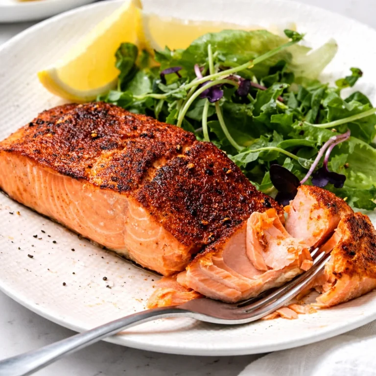 Delicious air fryer salmon fillets with a golden crust, ready in under 10 minutes.