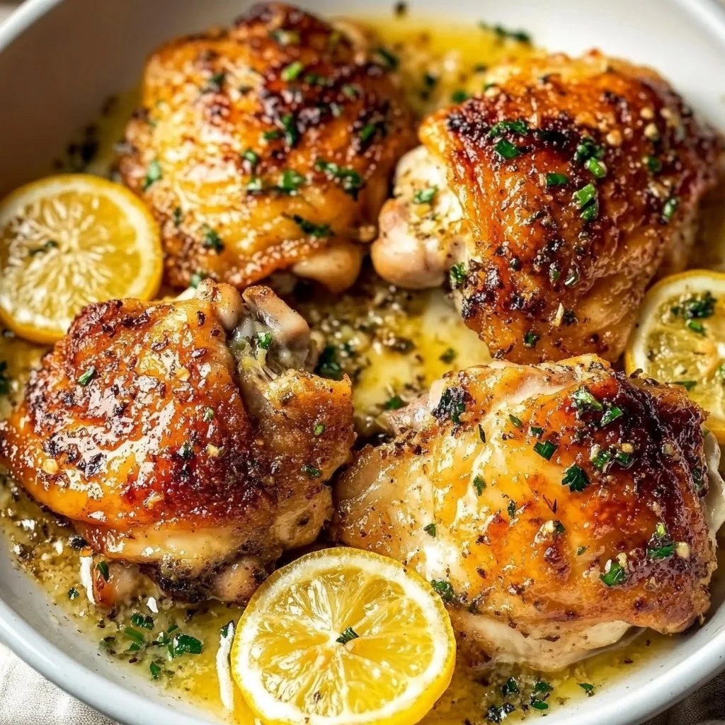 Crockpot Lemon Garlic Butter Chicken Thighs Recipe