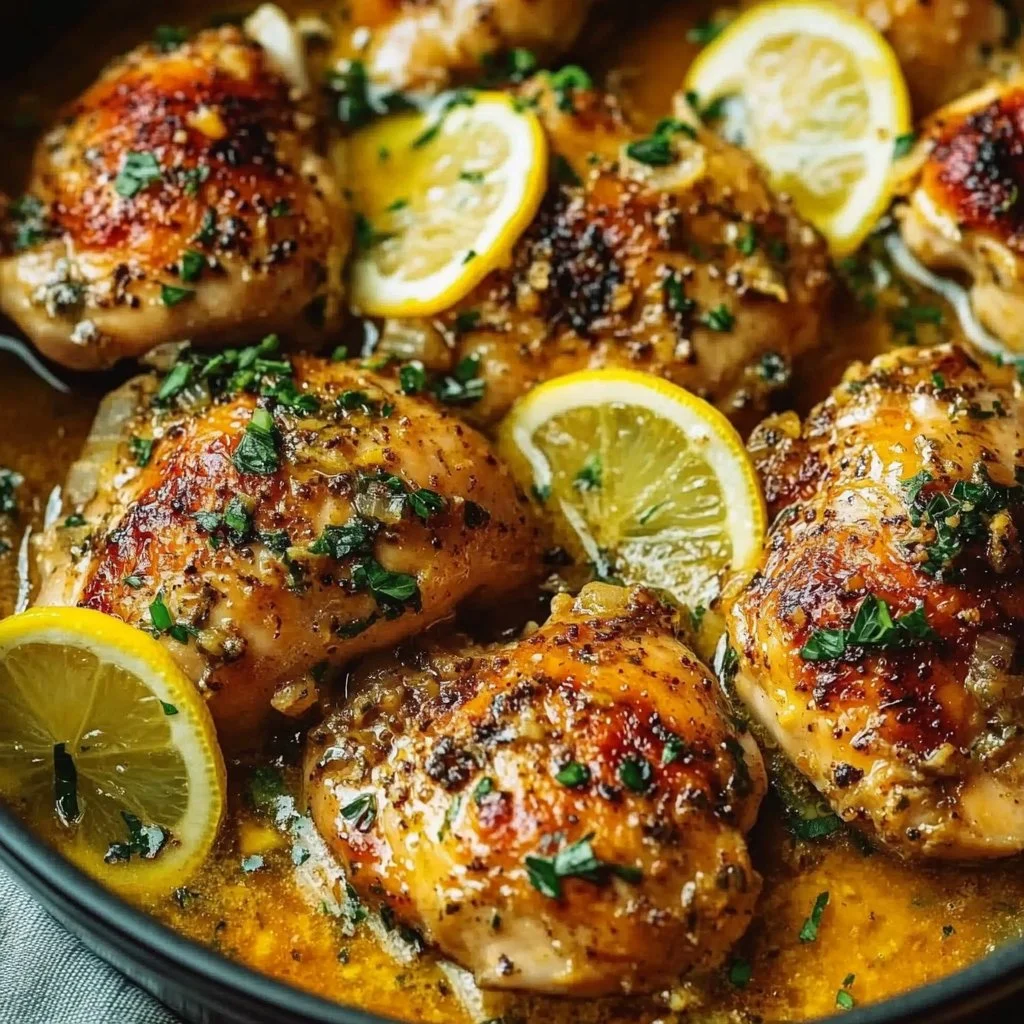 Crockpot Lemon Garlic Butter Chicken Thighs Recipe