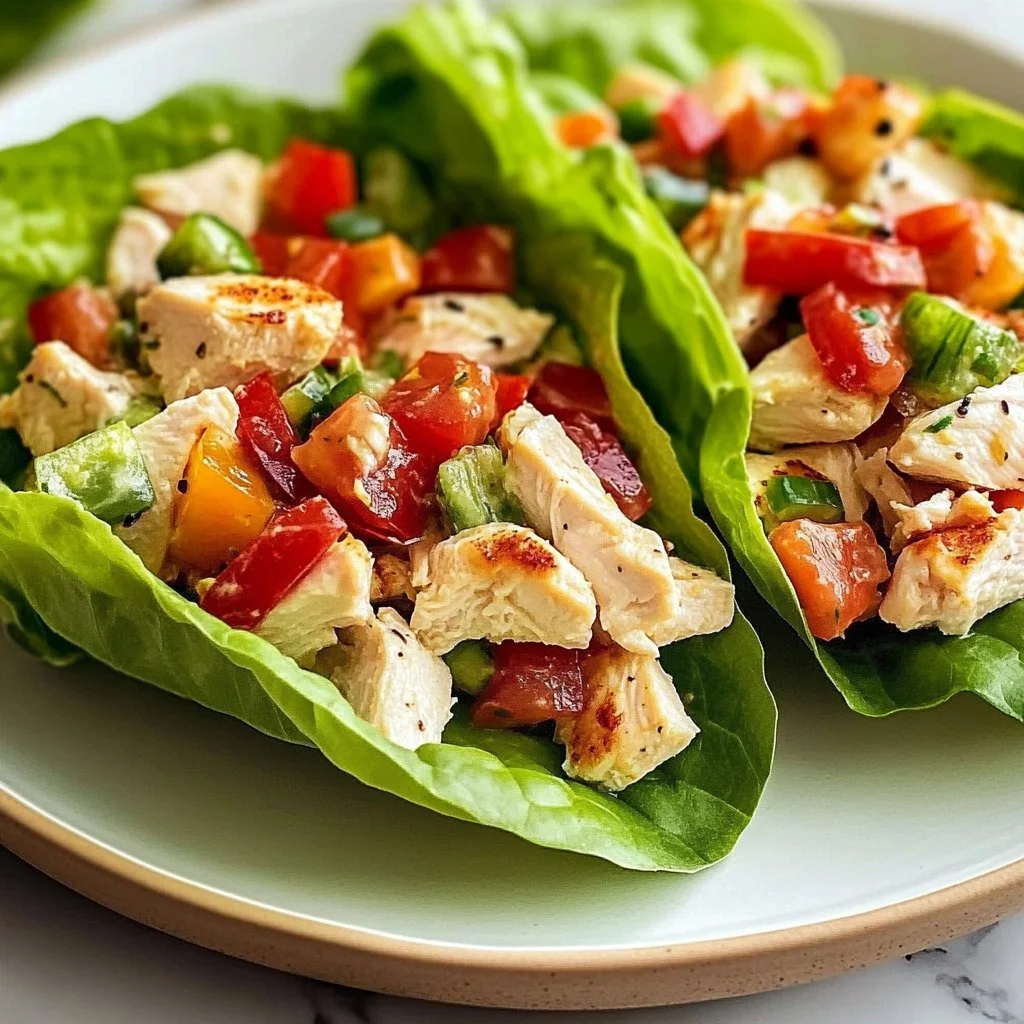 Easy Lunch BLT Chicken Salad Lettuce Wraps