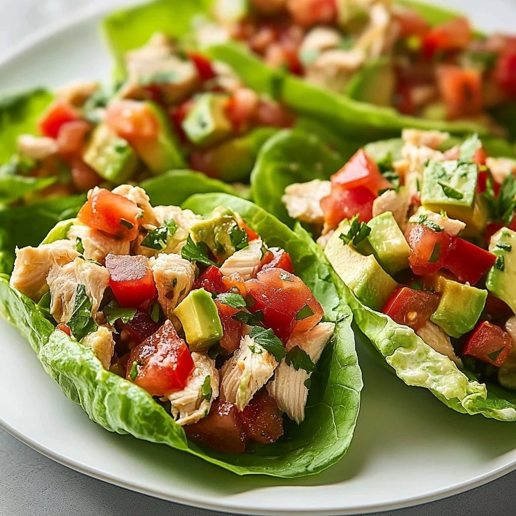 Easy Lunch BLT Chicken Salad Lettuce Wraps