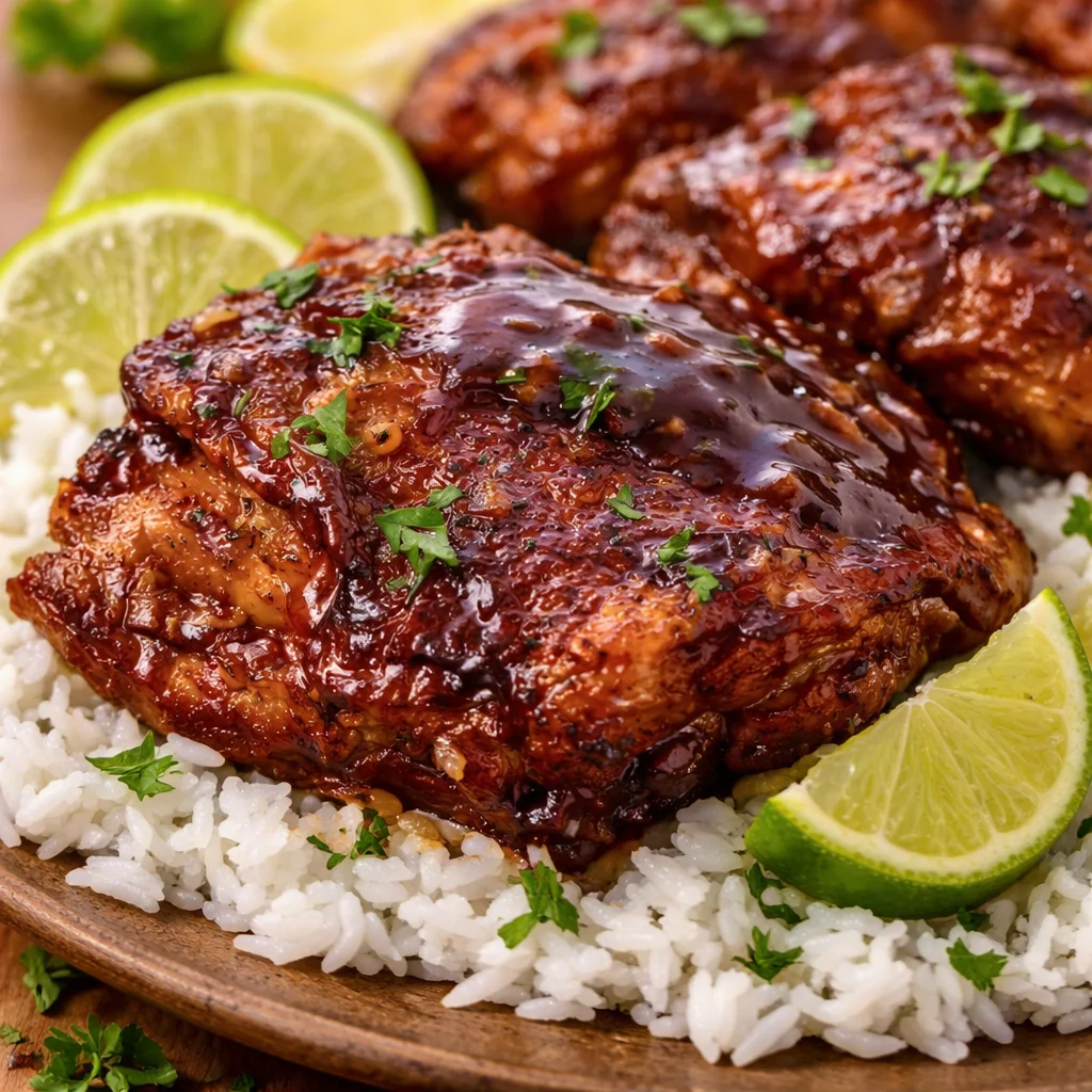 Garlic Herb Slow Cooker Chicken Thighs 1 Tender and flavorful slow cooker chicken thighs with garlic and spices.