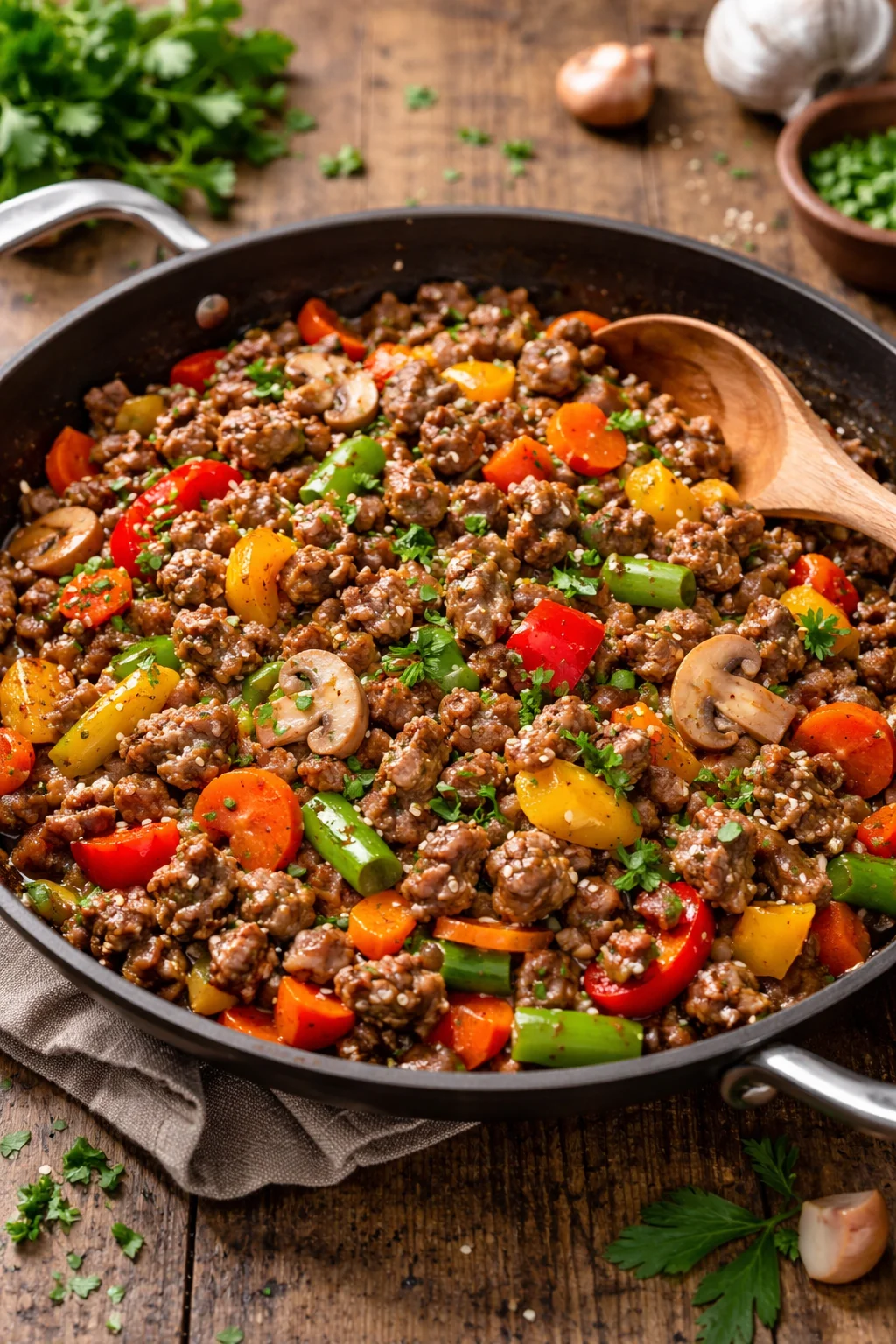 Ground Beef Stir Fry (Low-Carb) 2 Ground Beef Stir Fry (Low-Carb)