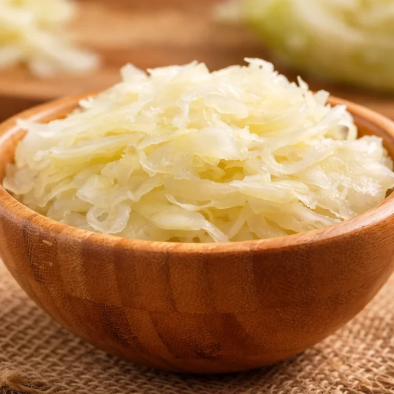 Homemade Fermented Sauerkraut 35 Homemade fermented cabbage sauerkraut in a jar with vibrant color and texture.