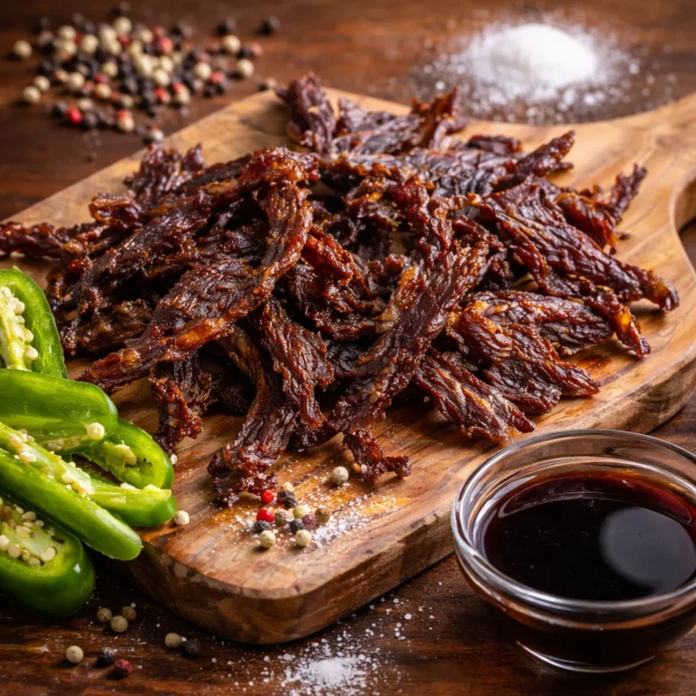 Homemade Low-Carb Beef Jerky 39 Low carb beef jerky, sugar free, handcrafted, keto-friendly snack, high protein.