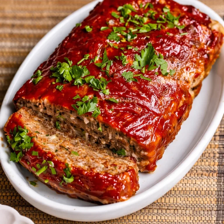 Low-Carb Beef Pork Meatloaf Recipe 4 Juicy low carb meatloaf served with a flavorful glaze, ideal for keto diets.