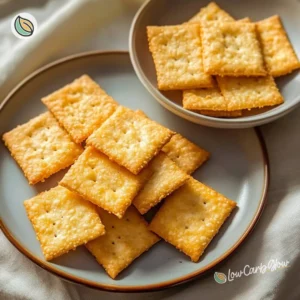 Low-carb cottage cheese crackers served on a plate