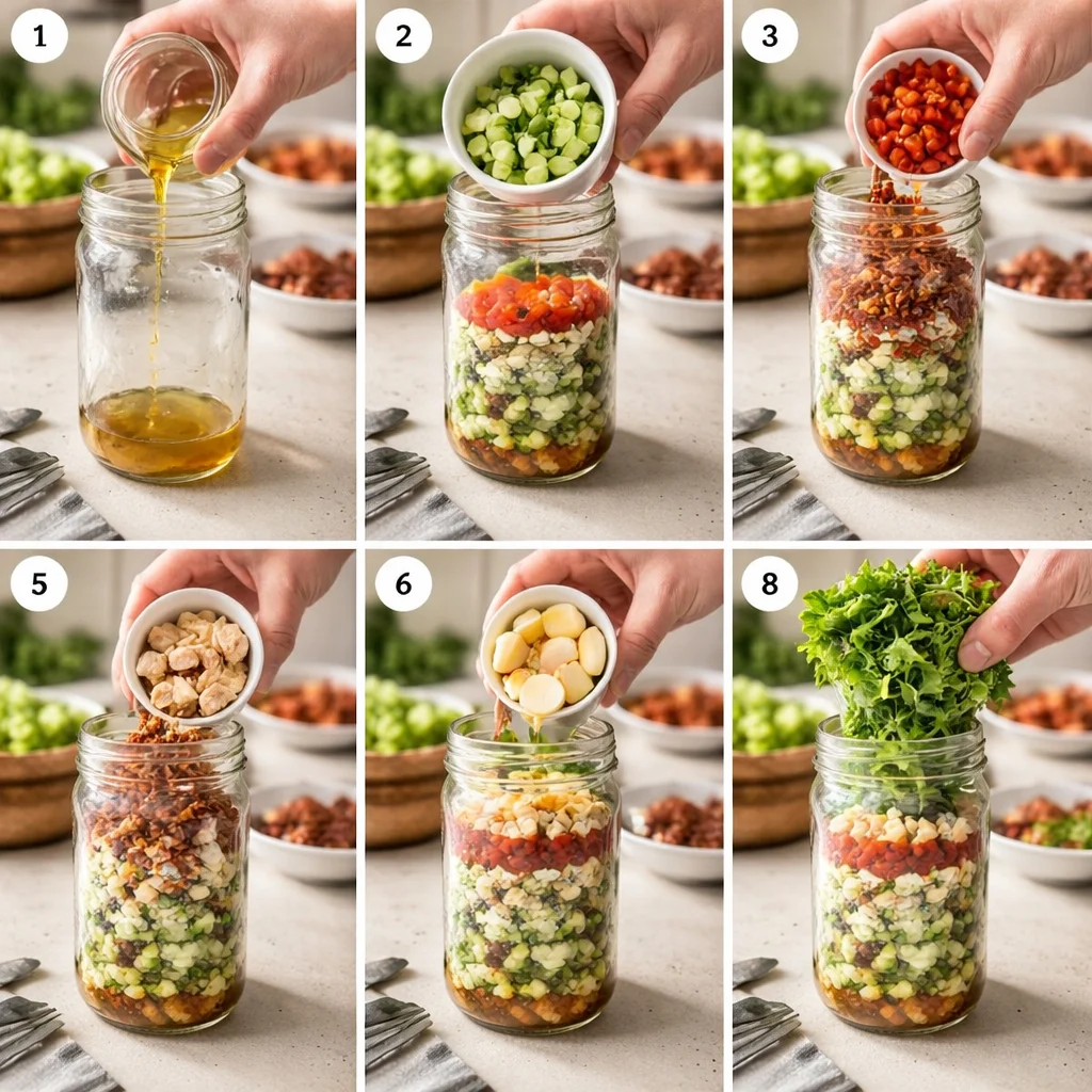Mason Jar Low-Carb Cobb Salad 4 mason jar salad low carb