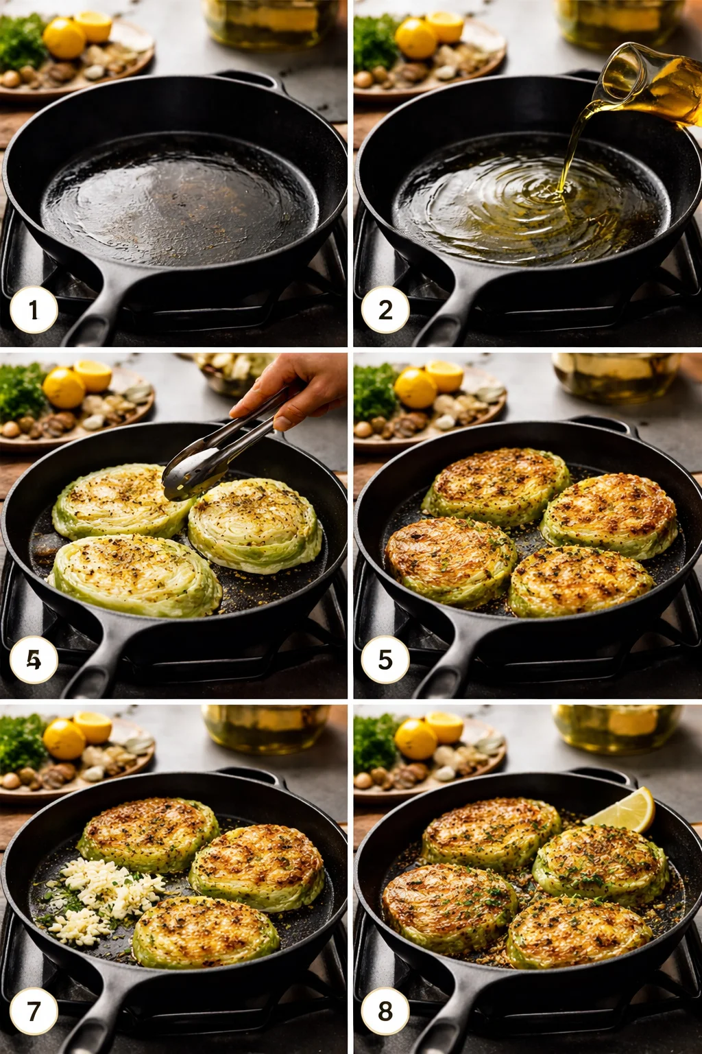 Pan-Fried Cabbage Steaks with Garlic Butter 4 Pan-Fried Cabbage Steaks with Garlic Butter