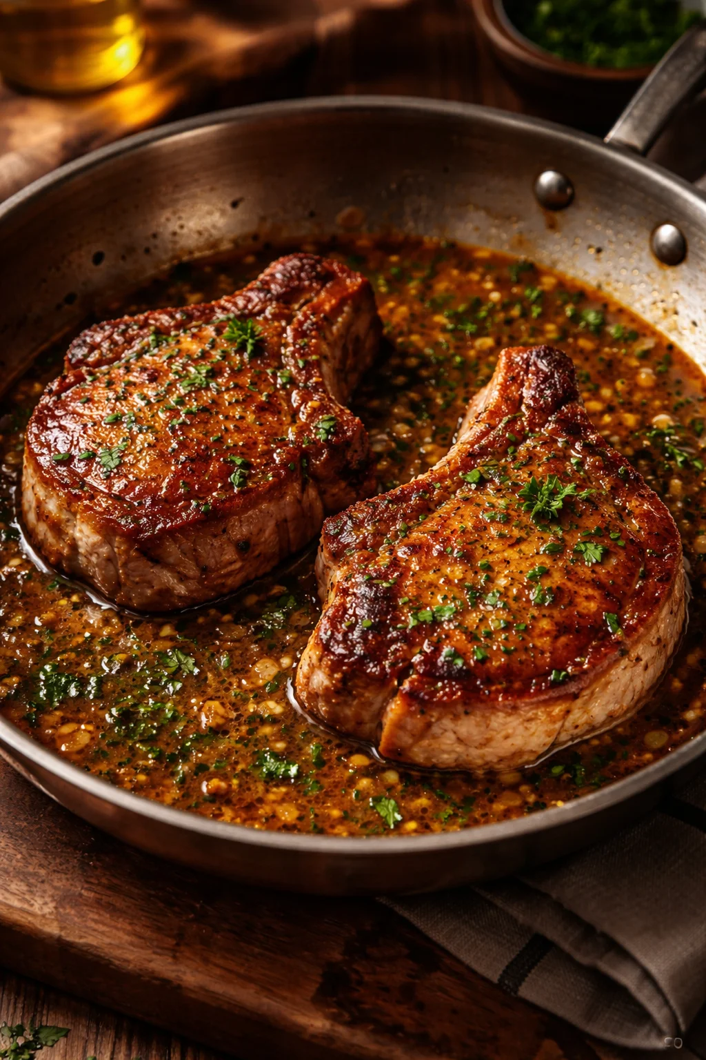 Pan-Seared Pork Chops (Juicy) 2 pork chops