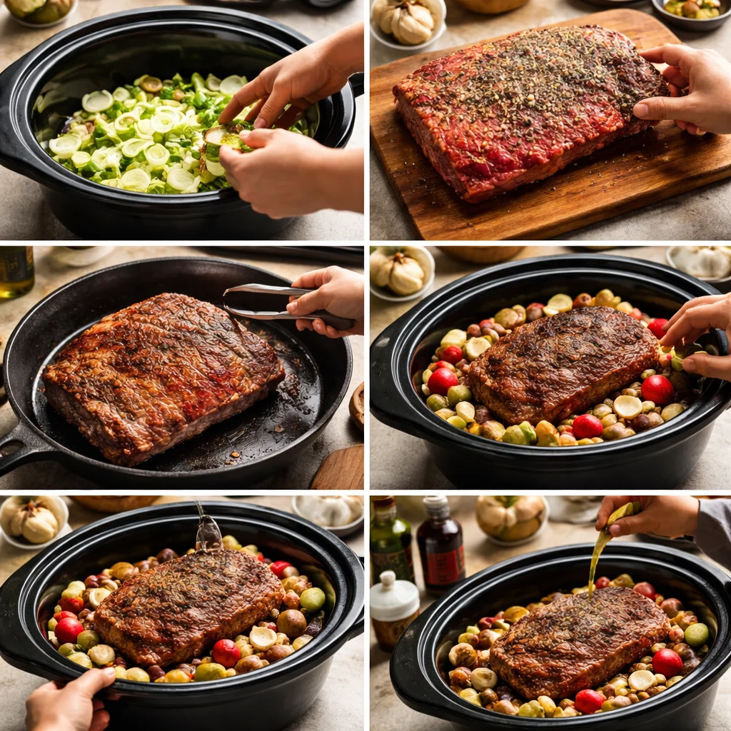 Slow Cooker Pot Roast & Veggies 4 slow cooker pot roast low carb
