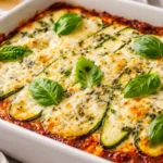 Delicious zucchini lasagna made with fresh veggies and creamy cheese, no noodles