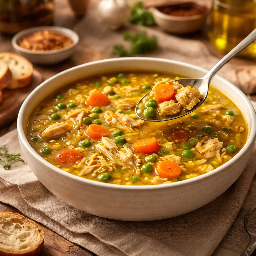 Anti-inflammatory turmeric soup with golden broth and vegetables - low-carb gut health