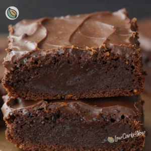 Delicious homemade keto brownies topped with chocolate drizzle