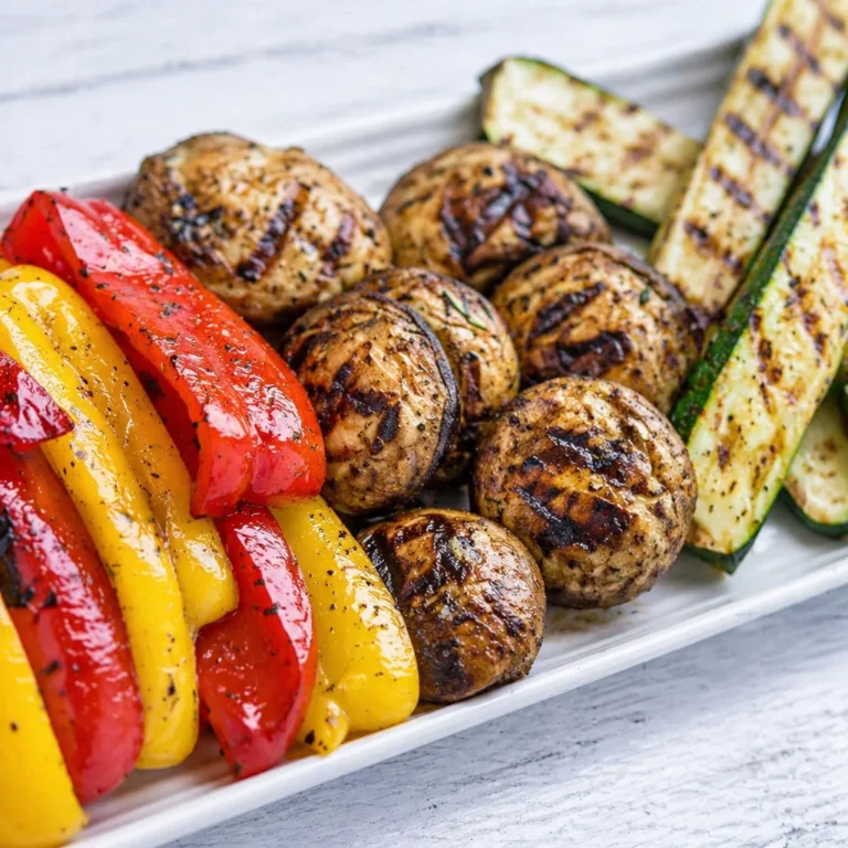 Low-Carb Grilled Vegetables: How Grilling Unlocks Prebiotic Fiber for Your Gut Health 21 A colorful assortment of grilled low carb vegetables including zucchini, bell peppers, and eggplant.