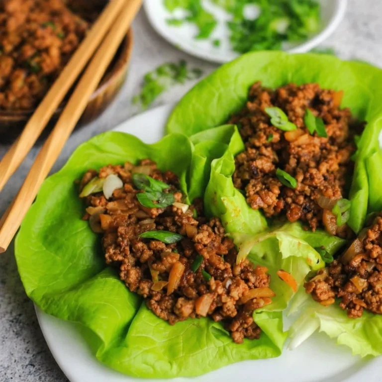 Delicious Low Carb PF Changs Lettuce Wraps filled with chicken and spices.