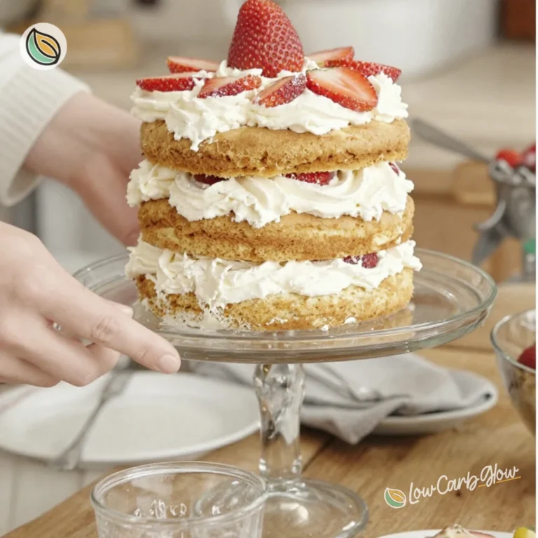 Low-Carb Strawberry Shortcake 41 Low-Carb Strawberry Shortcake with fresh strawberries and whipped cream