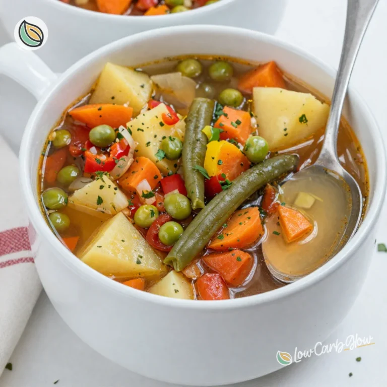 Nourishing Homemade Vegetable Soup 50 Bowl of nourishing homemade vegetable soup filled with vibrant vegetables.