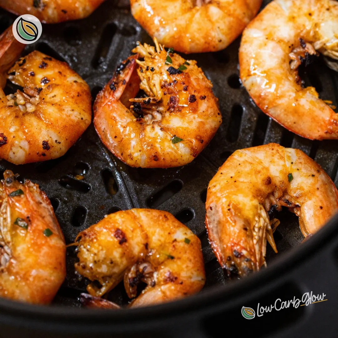 Quick Air Fryer Shrimp 1 Deliciously cooked air fryer shrimp garnished with herbs
