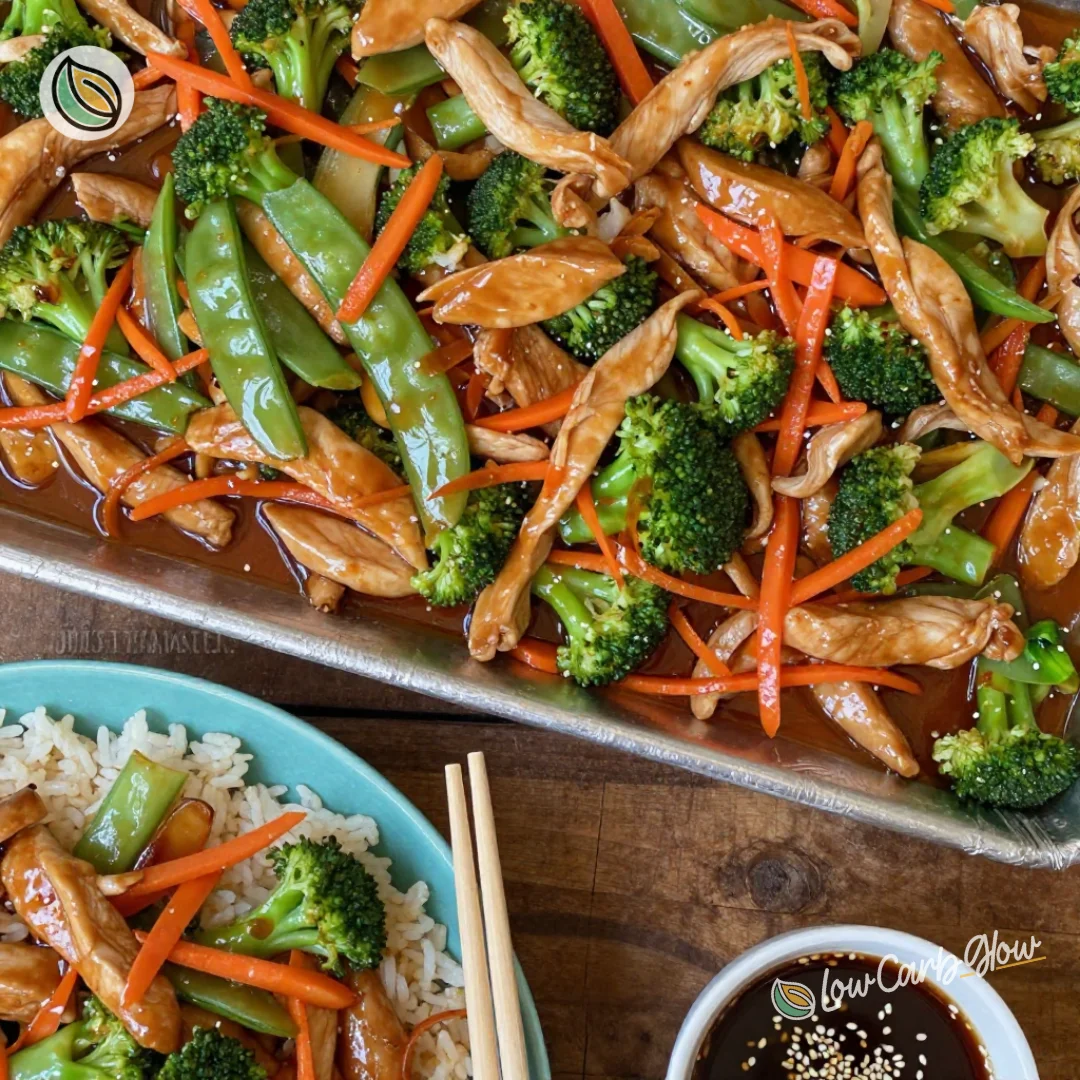 Sheet Pan Chicken Teriyaki and Veggies 1 Sheet Pan Chicken Teriyaki with colorful veggies ready to serve