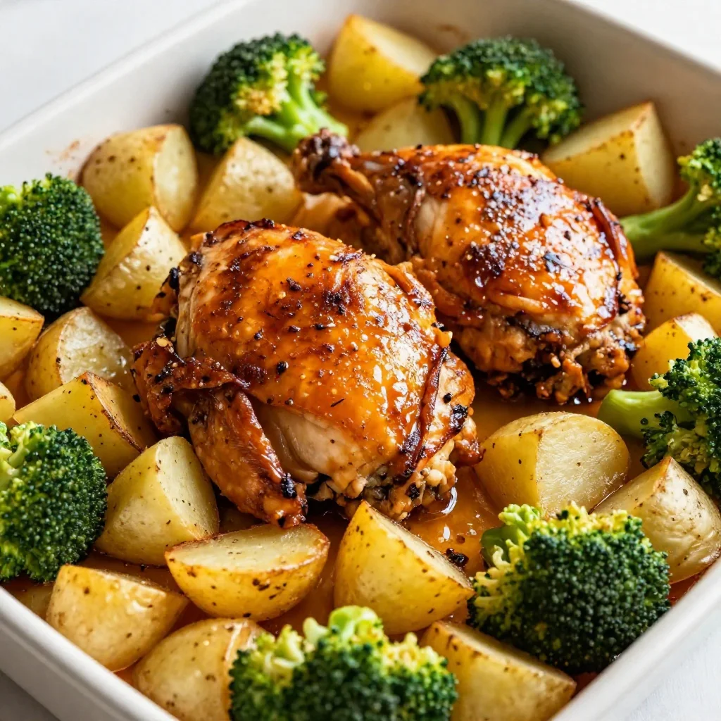 Sheet Pan Honey Mustard Chicken with Potatoes and Broccoli 2 Sheet Pan Honey Mustard Chicken with Potatoes and Broccoli