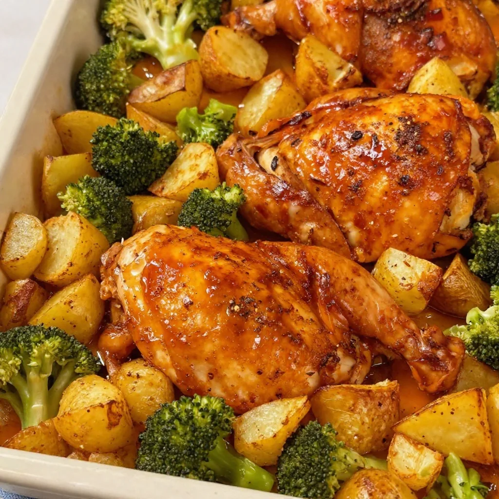 Sheet Pan Honey Mustard Chicken with Potatoes and Broccoli 3 Sheet Pan Honey Mustard Chicken with Potatoes and Broccoli