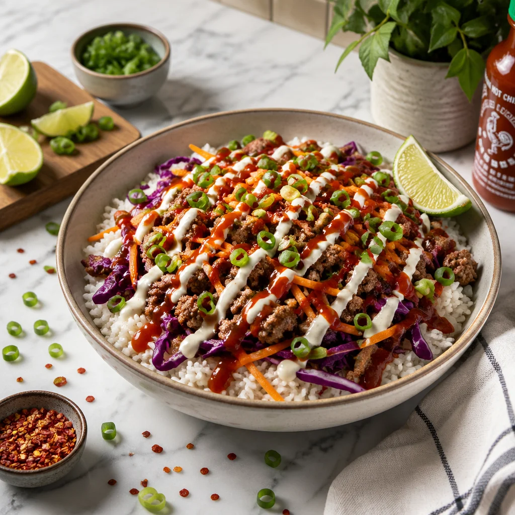 Spicy Egg Roll in a Bowl: The 20-Minute Low-Carb Weeknight Dinner With Sriracha Mayo Drizzle 2 Spicy Egg Roll in a Bowl: The 20-Minute Low-Carb Weeknight Dinner With Sriracha Mayo Drizzle
