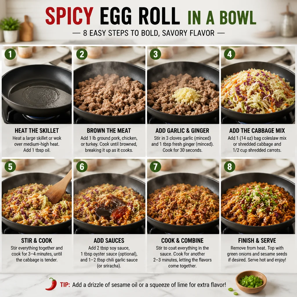 Spicy Egg Roll in a Bowl: The 20-Minute Low-Carb Weeknight Dinner With Sriracha Mayo Drizzle 4 spicy egg roll in a bowl