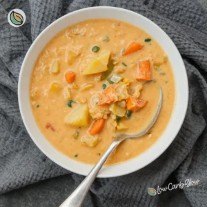 Bowl of vibrant vegetable soup with fresh ingredients