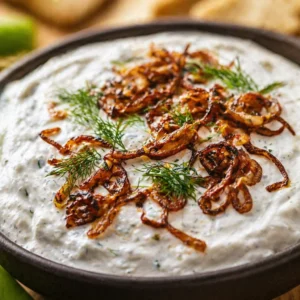 Savory whipped cottage cheese dip served with fresh veggies for a high-protein snack.